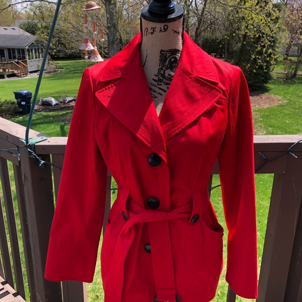 Red Ellen Tracy Trench Coat